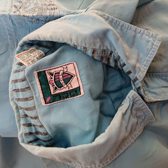 Vintage 1980's Surf Pullover Shirt Mens Large Blue DCL Logo Graphic - Picture 7 of 8